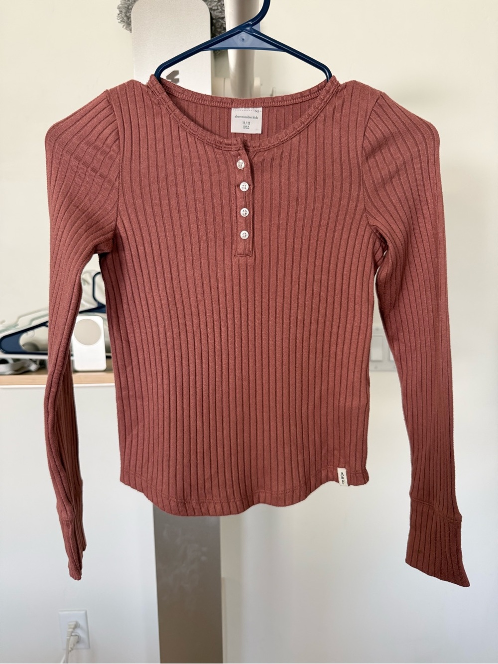 abercrombie kids Mauve Ribbed Henley Long Sleeve Top